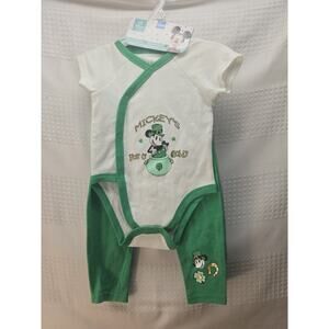Disney Mickey Mouse Baby 2 piece St Patrick’s Day Outfit Girl Or Boy 6 Months